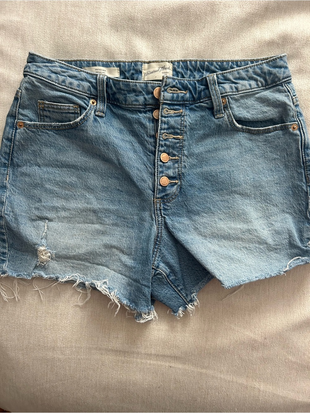 Vintage Light Blue Button-Front Denim Shorts